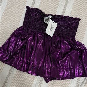 Queen of Sparkles Shiny Purple Smocked Shorts